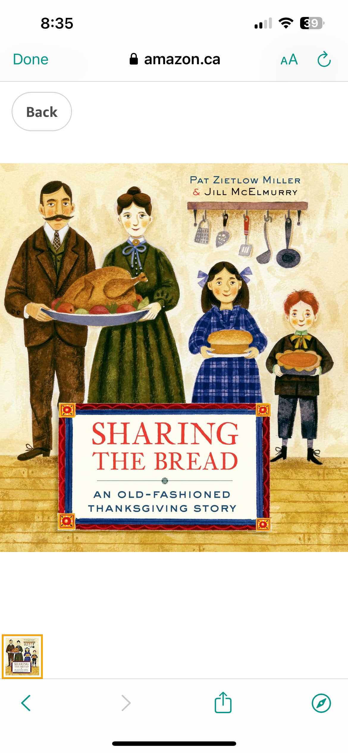 Sharing the Bread: An Old-Fashioned Thanksgiving Story by Miller