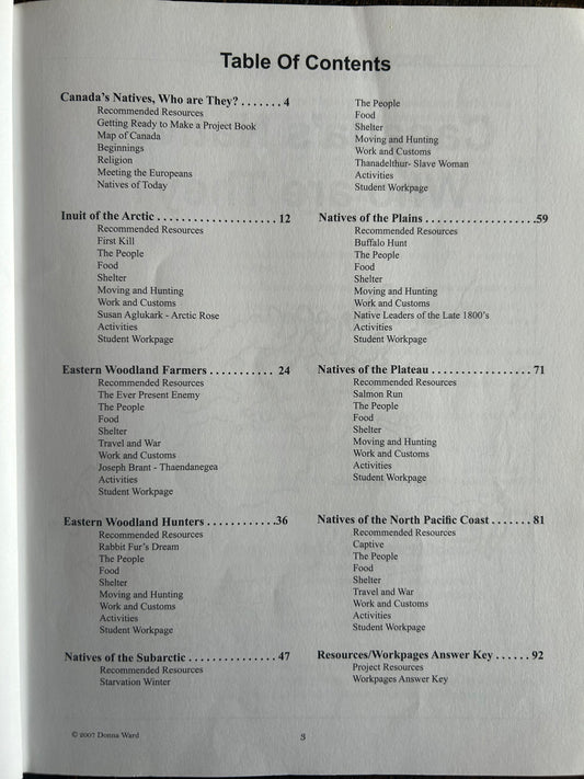 Canada's natives long ago:
by Donna Ward (2007 edition)