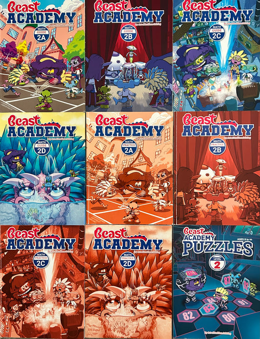 Beast Academy Level 2 (includes guides, unused practice books and puzzle book)