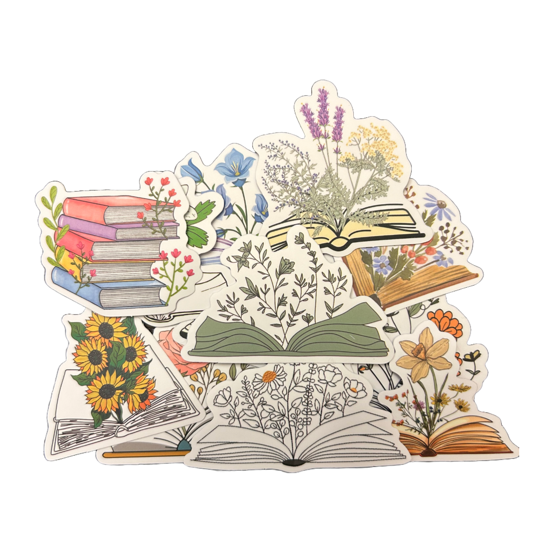 Stickers - Books with Flowers