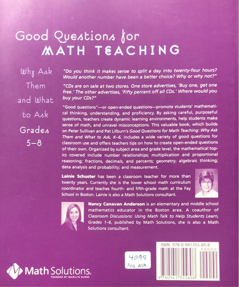 Good Questions for Math Teaching (grades 5-8)