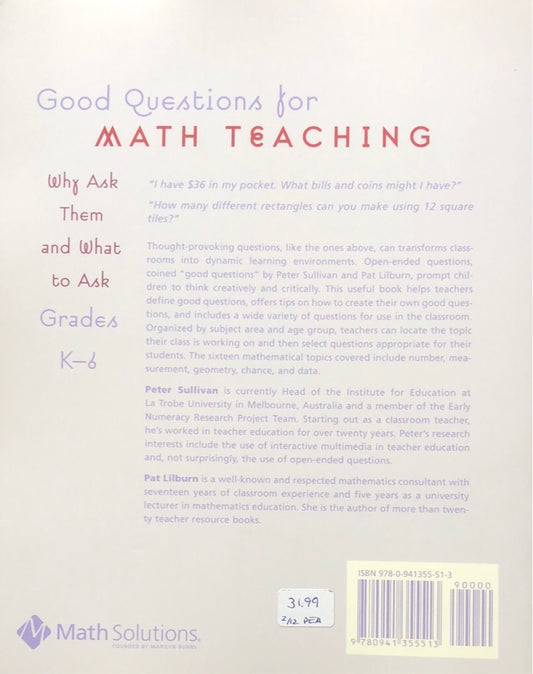 Good Questions for Math Teaching (K-6)